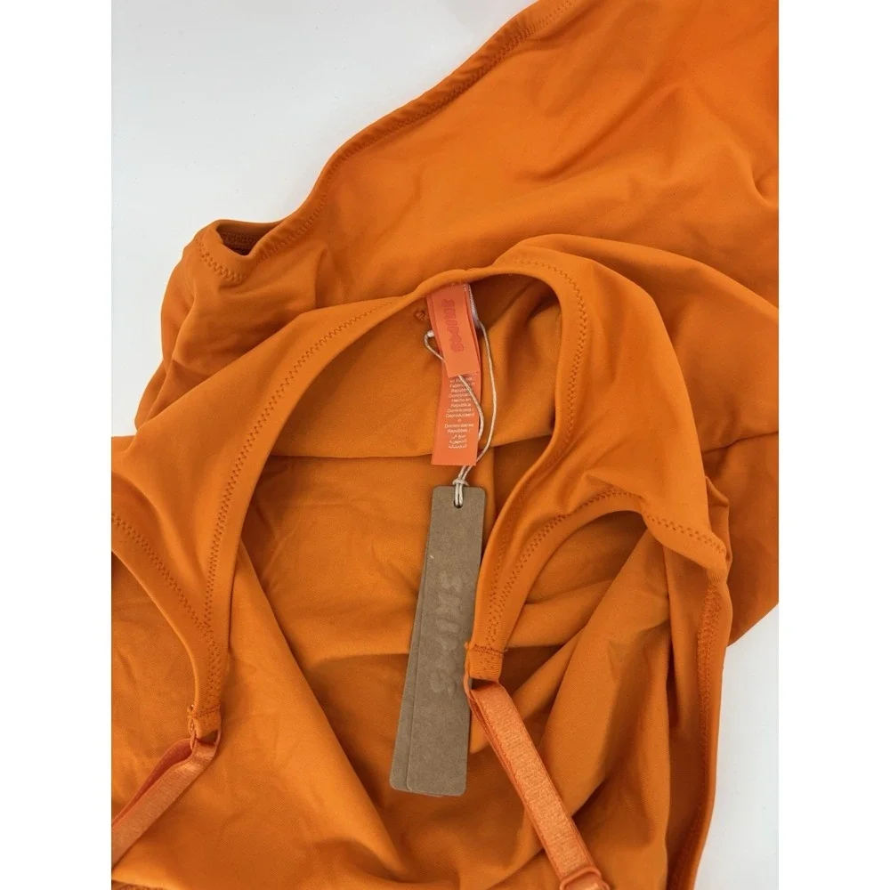 NWT SKIMS Signature Swim Scoop Neck One Piece Swimsuit Sz L Tangerine
